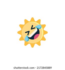 Sun emoticon Rolling on the Floor Laughing flat icon, vector sign, colorful pictogram isolated on white. Symbol, logo illustration. Flat style design