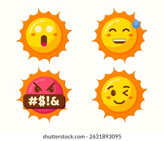 sun emoticons character icons collection