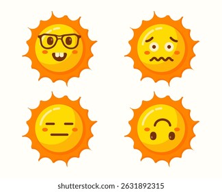 sun emoticons character icons isolated set collection