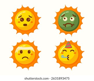 sun emoticons character icons set