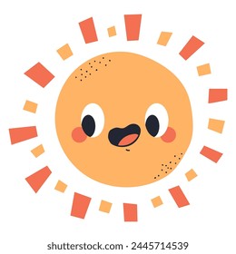Sun with emotion vector cartoon character isolated on a white background.