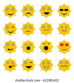 Sun emotional set vector