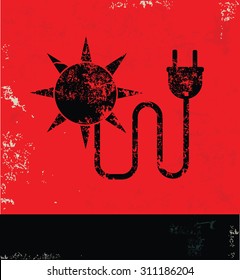 Sun energy design on red background, grunge vector