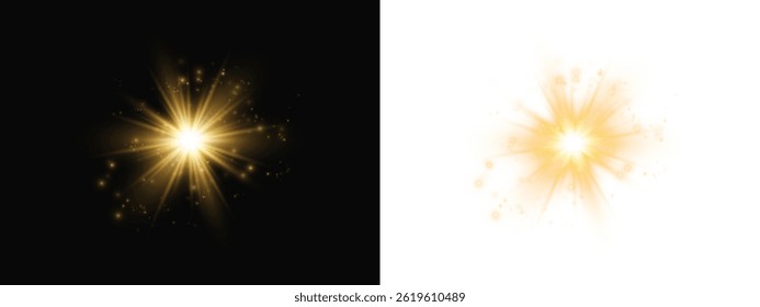 Sun Energy Flash PNG Vibrant Yellow Light Burst Effect for Abstract and Magical Designs