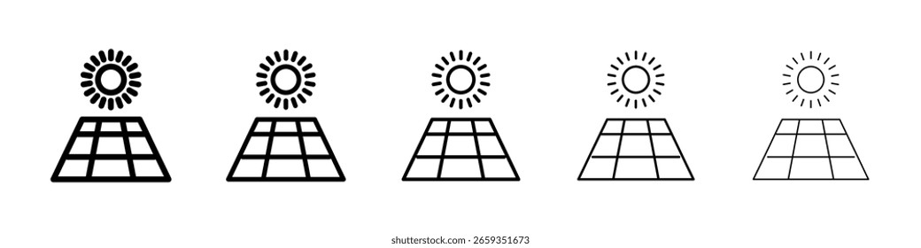 Ícone de energia do sol preencheu o conceito de sinal plano para web design.