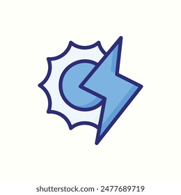 sun energy icon, isolated blue outline icon