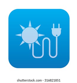 Sun energy icon on blue background,clean vector