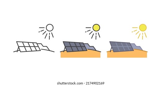 Sun energy icon. Solar panel vector illustration isolated on white.
