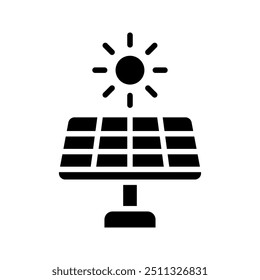 Sun energy icon. solar panel icon color aditable