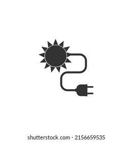 Sun energy icon. Solar energy with socket outline sign. Alternative nature power. Vector illustration isolated on white