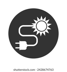 Icono de energía solar. Energía solar con el signo del contorno del zócalo. Poder de la naturaleza alternativa. Ilustración vectorial aislada en blanco