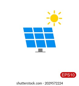 Icono de energía solar. Ilustración del vector sobre fondo blanco