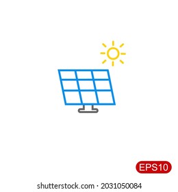 Icono de energía solar. Ilustración del vector sobre fondo blanco