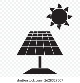 Sun energy icon. Vector illustration isolated. Solar panel icon on Transparent Background. EPS 10.