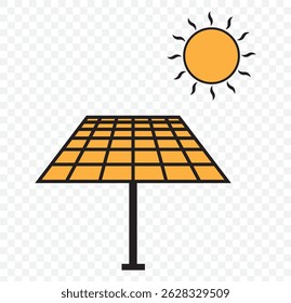 Sun energy icon. Vector illustration isolated. Solar panel icon on Transparent Background. EPS 10.