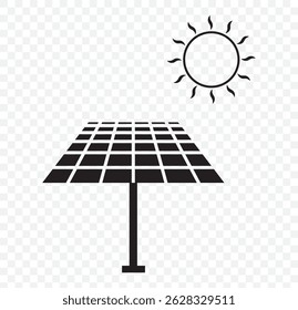 Sun energy icon. Vector illustration isolated. Solar panel icon on Transparent Background. EPS 10. - Powered by Shutterstock - Get 15% off with code: PIKWIZARD15