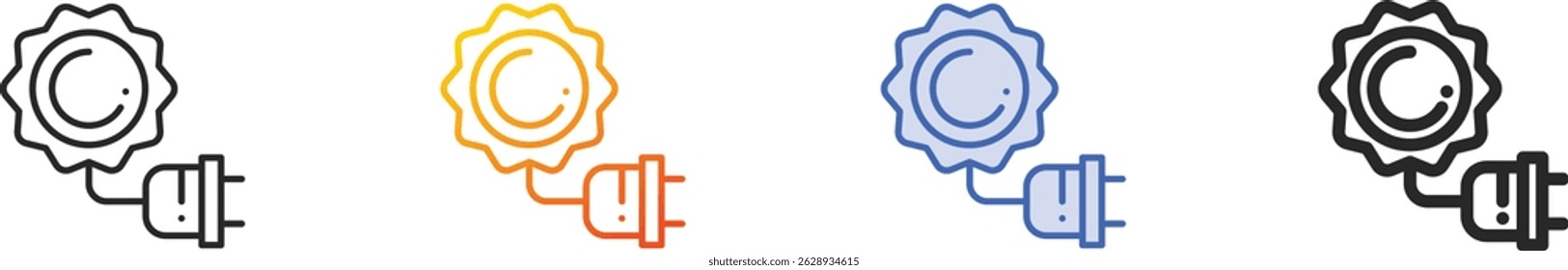 sun energy icon.Thin Linear, Gradient, Blue Stroke and bold Style Design Isolated On White Background