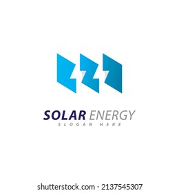 Plantilla de diseño del logotipo de energía solar. Logo de energía eléctrica de panel solar creativo 