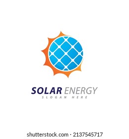 Sun energy logo design template. Creative Solar panel energy electric electricity logo 