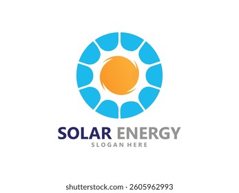 Sun energy logo design template Creative Solar panel energy electric electricity logo