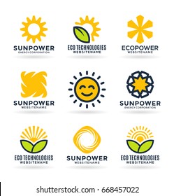 Sun energy logo templates and icons