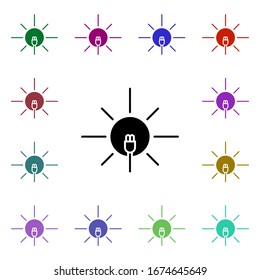 Sun energy multi color style icon. Simple glyph, flat vector of ecology icons for ui and ux, website or mobile application