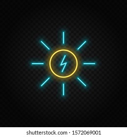sun, energy neon vector icon. Blue and yellow neon vector icon.