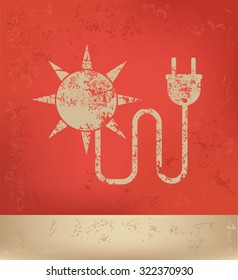Sun energy on red background,poster grunge design