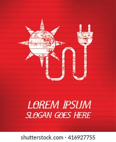 Sun energy on red background,poster grunge design