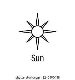 sun, energy outline icon with name