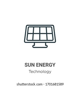 Sun energy outline vector icon. Thin line black sun energy icon, flat vector simple element illustration from editable technology concept isolated stroke on white background