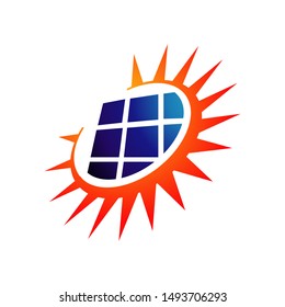 Sun Energy Solar panels logo vector design for green energy and nature electricity symbol icon