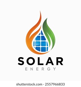 Sun Energy Solar panels logo vector design for green energy and nature electricity symbol icon