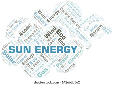 Sun Energy word cloud. Wordcloud made with text only.