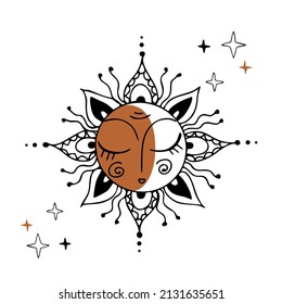 Sun. Esoteric. Astrology. Space. Vector.