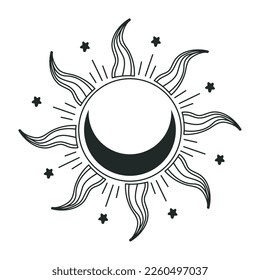 sun esoteric colorless icon isolated