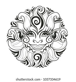Sun - an ethnic picture, suitable for prints, tattoos, textiles