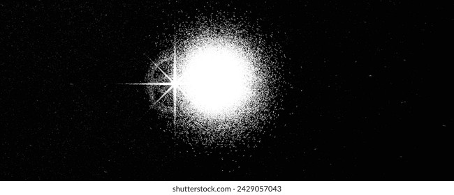 Sun explosion . Solar  x flare . Big eruption of plasma with magnetic loops . Exploding star in space. Solar flash of radiation on sun surface . Noise texture 