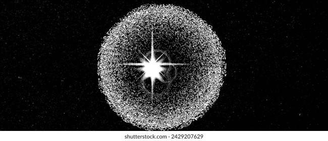 Sun explosion . Solar  x flare . Big eruption of plasma with magnetic loops . Exploding star in space. Solar flash of radiation on sun surface . Noise texture 