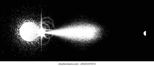 Sun explosion . Solar x flare . Big eruption of plasma with magnetic loops . Exploding star in space. Solar flash of radiation on sun surface . Coronal mass ejection.Noise texture .Vector illustration