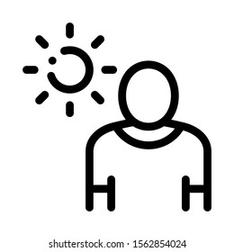Sun Exposure for Man Icon Vector. Outline Sun Exposure for Man Sign. Isolated Contour Symbol Illustration