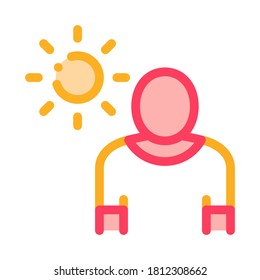 Sun Exposure for Man Icon Vector. Outline Sun Exposure for Man Sign. Isolated Contour Symbol Illustration