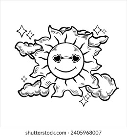 the sun with an expression full of smiles. vector icons. suitable for t-shirt designs, mugs, or pictures.