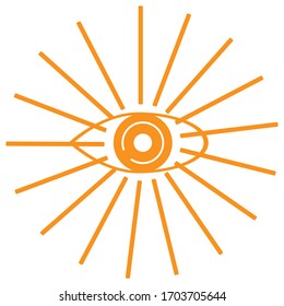 The sun and the eye. All-seeing eye on a light background