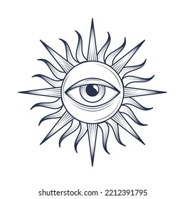 sun with eye astrology icon isolated