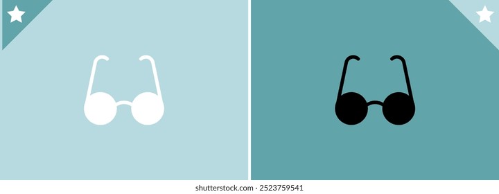 Sun Eye Glasses Silhouette, Front View, Flat Style, can use for Pictogram, Logo Gram, Apps, Art Illustration, Template for Avatar Profile Image, Website, or Graphic Design Element. Vector Illustration