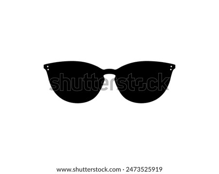 Sun Eye Glasses Silhouette, Front View, Flat Style, can use for Pictogram, Logo Gram, Apps, Art Illustration, Template for Avatar Profile Image, Website, or Graphic Design Element. Vector Illustration