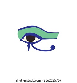 Sun Eye of Horus ancient Egyptian symbol of protection, flat cartoon vector illustration isolated on white background. Egypt ancient religious protective amulet.