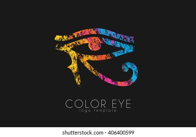 Sun Eye of Horus. reverse Moon Eye of Thoth. Egyptian symbol of protection. Color eye