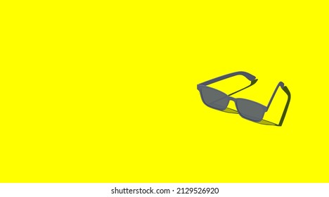 Sun eyeglasses on a yellow background. Isometric illustration sunglasses in bright colors. Vector concept